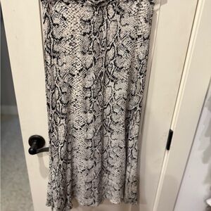 Reformation Black and White Snake Print A-Line Skirt